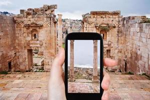 photo of ancient town Gerasa and modern Jerash