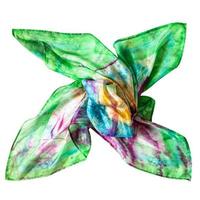 wrapped colorful colored batik silk scarf isolated photo