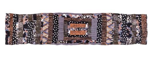 handmade brown patchwork scarf isolated photo