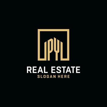 PY initial monogram logo design with square shape design ideas vector