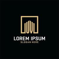 UV initial monogram logo design with square shape design ideas vector