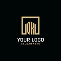 QK initial monogram logo design with square shape design ideas vector