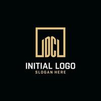 DC initial monogram logo design with square shape design ideas vector