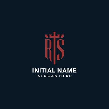 RS initial monogram logos with sword and shield shape design vector