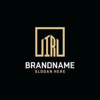 IR initial monogram logo design with square shape design ideas vector