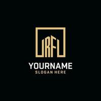 RF initial monogram logo design with square shape design ideas vector