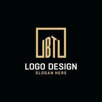 BT initial monogram logo design with square shape design ideas vector