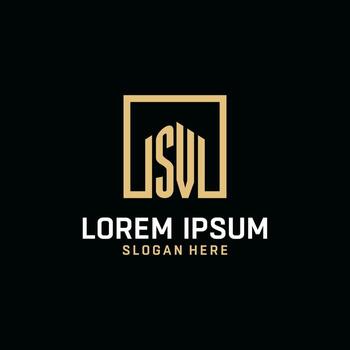 SV initial monogram logo design with square shape design ideas vector