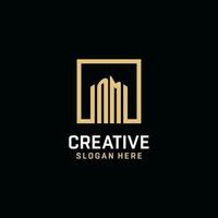 NM initial monogram logo design with square shape design ideas vector
