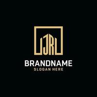 JR initial monogram logo design with square shape design ideas vector
