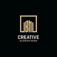 BM initial monogram logo design with square shape design ideas vector
