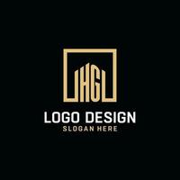 HG initial monogram logo design with square shape design ideas vector