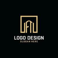 FT initial monogram logo design with square shape design ideas vector