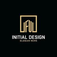 FU initial monogram logo design with square shape design ideas vector
