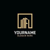 NF initial monogram logo design with square shape design ideas vector