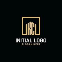 KC initial monogram logo design with square shape design ideas vector