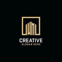 WM initial monogram logo design with square shape design ideas vector