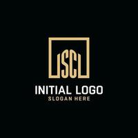 SC initial monogram logo design with square shape design ideas vector