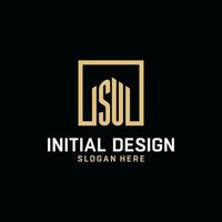 SU initial monogram logo design with square shape design ideas vector