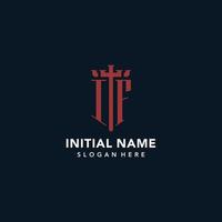 IF initial monogram logos with sword and shield shape design vector