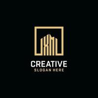 XM initial monogram logo design with square shape design ideas vector