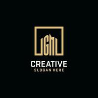 GM initial monogram logo design with square shape design ideas vector