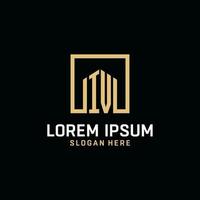 IV initial monogram logo design with square shape design ideas vector