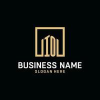 IO initial monogram logo design with square shape design ideas vector