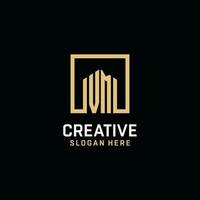VM initial monogram logo design with square shape design ideas vector