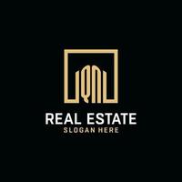 QN initial monogram logo design with square shape design ideas vector