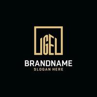 GE initial monogram logo design with square shape design ideas vector
