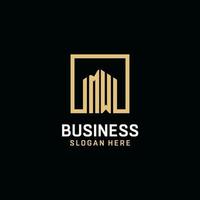 MW initial monogram logo design with square shape design ideas vector