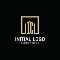 IC initial monogram logo design with square shape design ideas vector