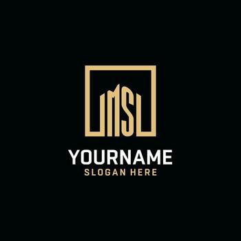 MS initial monogram logo design with square shape design ideas vector