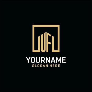 UF initial monogram logo design with square shape design ideas vector