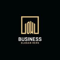 OW initial monogram logo design with square shape design ideas vector