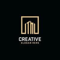 TM initial monogram logo design with square shape design ideas vector