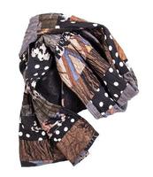 wrapped handmade brown patchwork scarf isolated photo