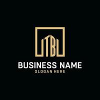 TB initial monogram logo design with square shape design ideas vector