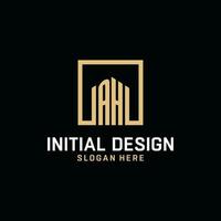 AH initial monogram logo design with square shape design ideas vector