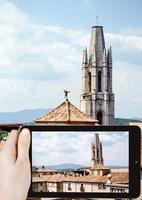 taking photo of Collegiate Church of Sant Feliu