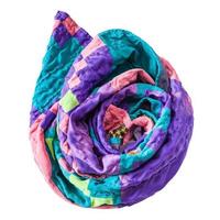 curled stitched silk patchwork scarf isolated photo