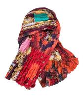 wrapped red brown patchwork scarf isolated photo