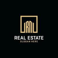 RN initial monogram logo design with square shape design ideas vector