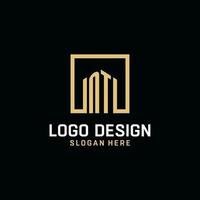 NT initial monogram logo design with square shape design ideas vector