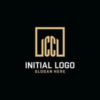 CC initial monogram logo design with square shape design ideas vector