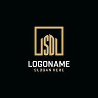 SD initial monogram logo design with square shape design ideas vector