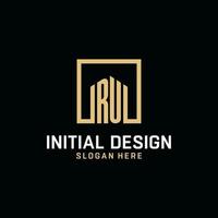 RU initial monogram logo design with square shape design ideas vector