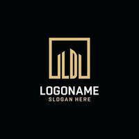 LD initial monogram logo design with square shape design ideas vector