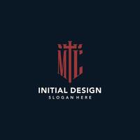 ML initial monogram logos with sword and shield shape design vector